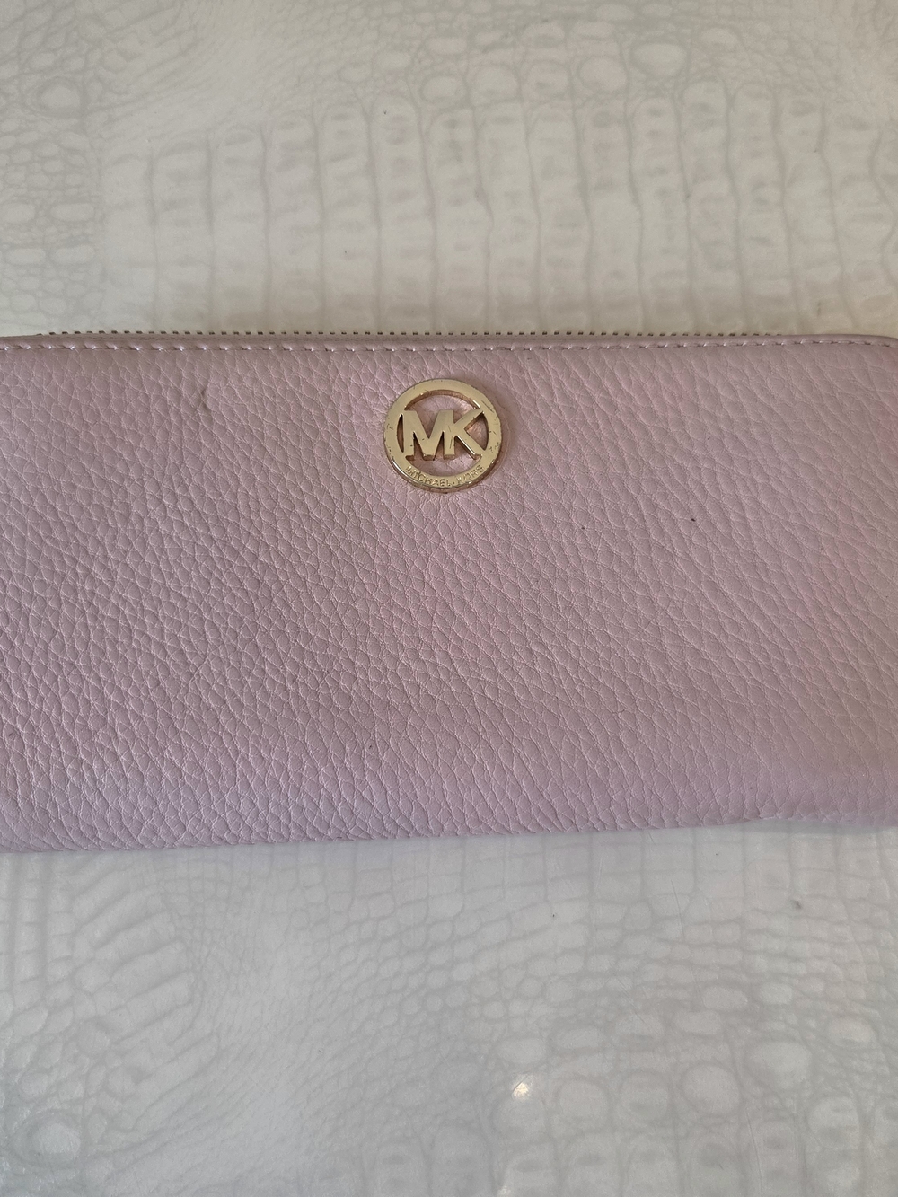 Michael Kors Fulton Blush Pink Pebbled Leather Zip-Around Wallet